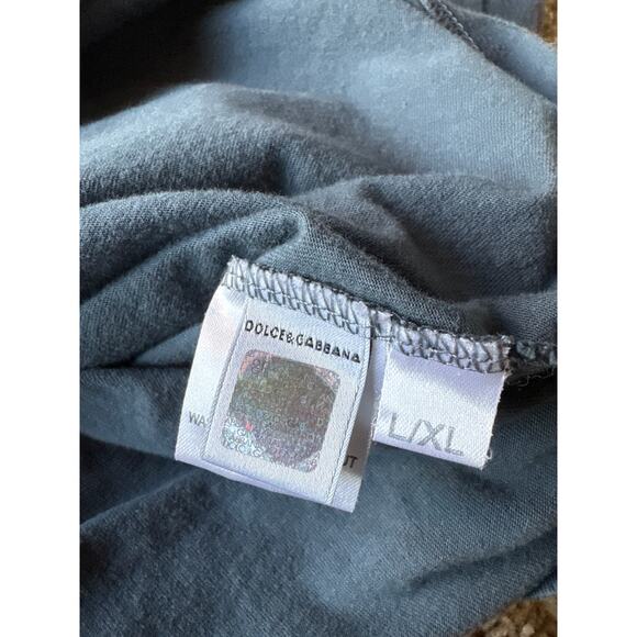 Dolce & Gabbana L/XL Blue/Gray Gentleman Long Sleeve Cotton Fitted Polo - Picture 4 of 10